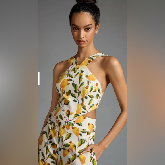 FARM Rio Pants - FARM Rio x Anthropologie Halter Cutout Wide-Leg Jumpsuit